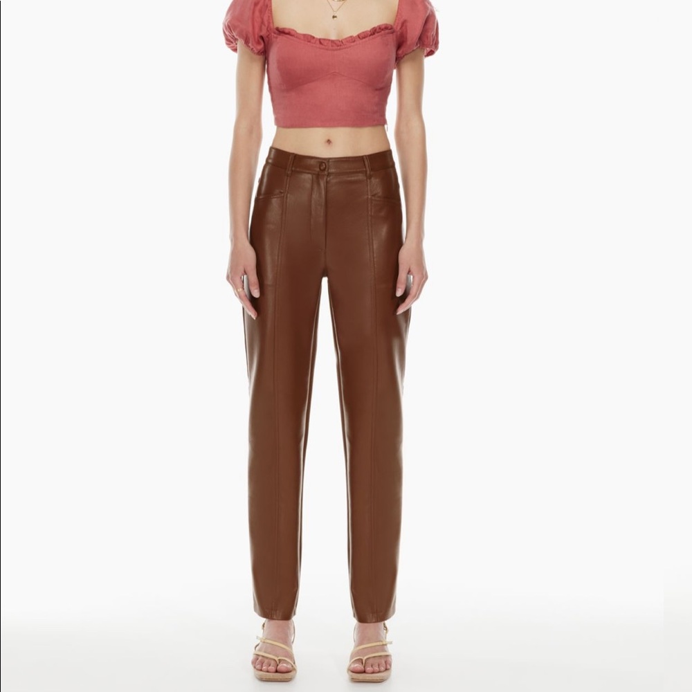 Brown High-Rise Faux Leather aritzia rebel